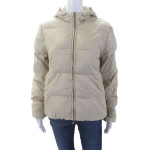 Oliviero Womens Textured Hood Full Zip Long Sleeve Puffer Coat Nude Size EUR 42